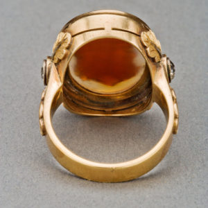 Large Gold and Carved Cameo Zeus Ring, circa 1870