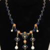 French Enamelled Pearl Diamond Gold Byzantine Style Necklace