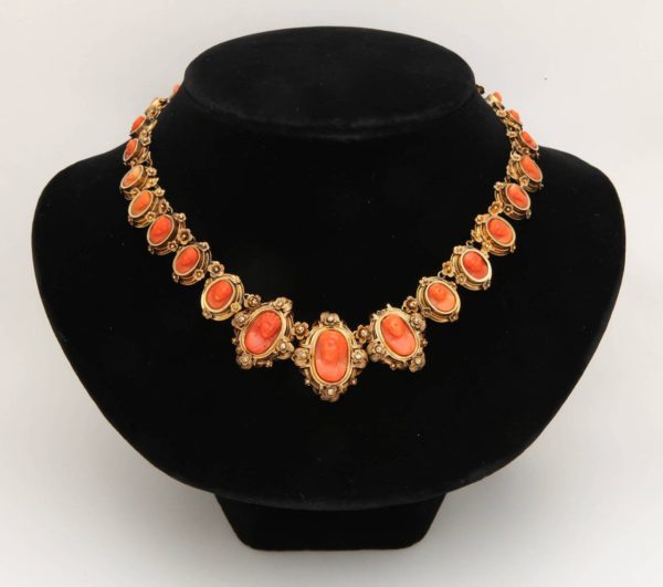 MIRIAM HASKELL, Vintage Coral Glass Necklace, 3 Strands, Filigree Medaillon  - Etsy | Glass necklace, Miriam haskell jewelry, Vintage costume jewelry