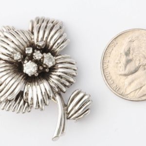 1950s French Diamond Gold Flower Pin, Paris