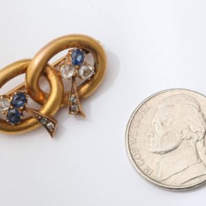 Vladimir Soloviev Russian Sapphire Diamond Gold Pin, circa 1900