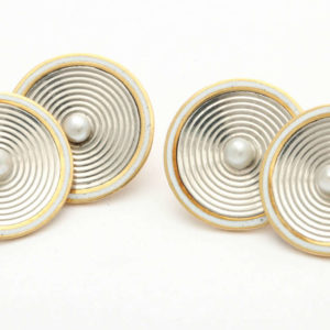 French Pearl Two Color Gold Cufflinks