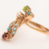 Russian Art Nouveau Gem Set Gold Floral Ring