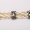 Five Strand Pearl Diamond Gold Bracelet