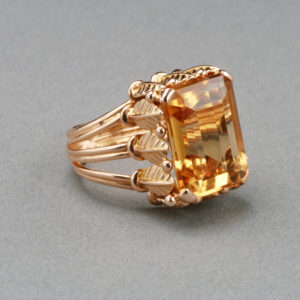 French Citrine Gold Ring, 20th century