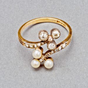 English Pearl and Diamond Ring
