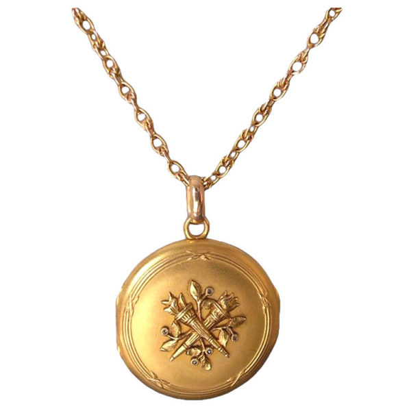 19th Century French Gold Locket and Chain