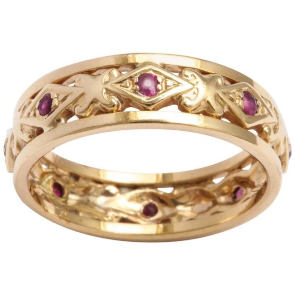 Ruby Rose Gold Band ring, circa 1890