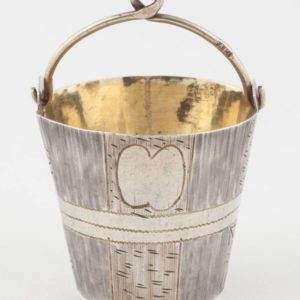 Russian Silver Alexander III Tea Strainer in the Form of a Bucket, 1885