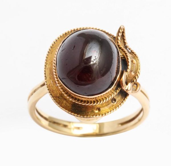 English Cabochon Garnet Gold Buckle Ring, circa1880 6 – Copy