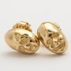 Small Gold Theatrical Mask Earrings, Tragedy & Comedy