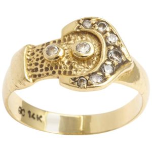 Gold and Diamond Buckle Ring, circa 1880