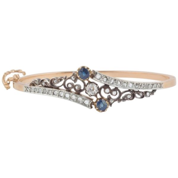 French Tiara Sapphire and Diamond Bracelet