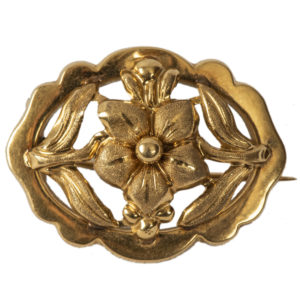 French Gold Floral Brooch, 19th Century