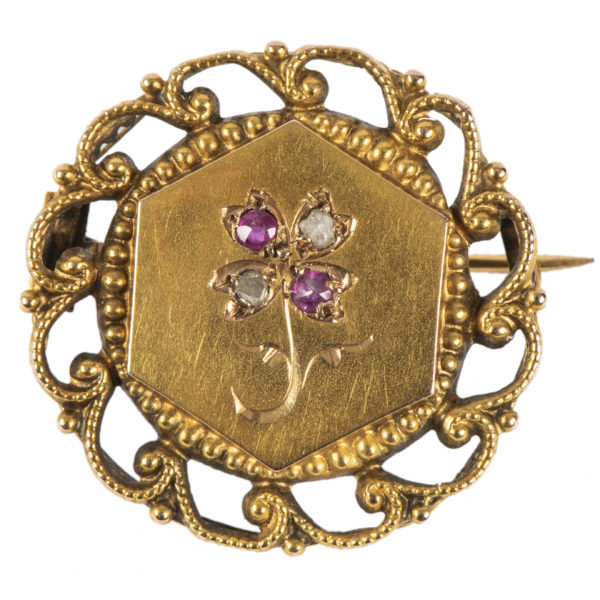 French Gold Circular Pin, 19th century