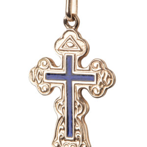 Russian Gold and Enameled Cross Pendant from St. Petersburg