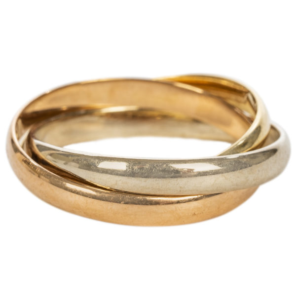 French Triple Band 18k Gold Ring, 20th Century