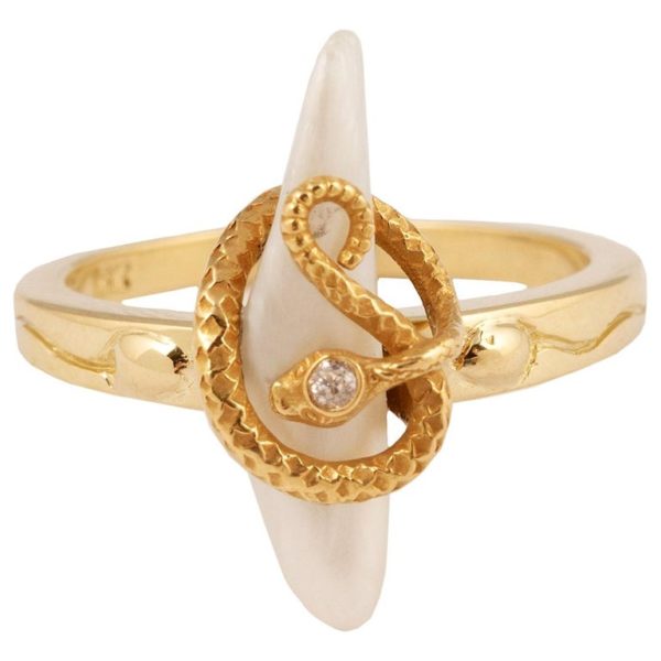 Antique Baroque Pearl Gold Serpent Ring