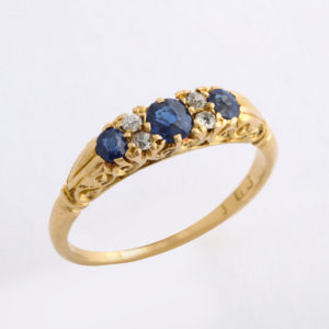 English Sapphire and Diamond Ring, circa 1890