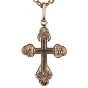 Russian gold Greek style cross pendant, St Petersburg