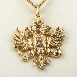 Russian Gold Diamond Romanov Eagle Pendant by Marie Betteley