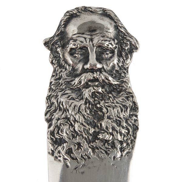 Russian Imperial-era Silver Tolstoy Novelty Paper Knife by Khlebnikov, 1910